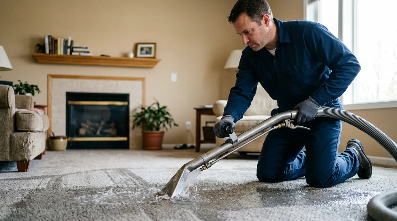 Water damage restoration technician working near Vanndale, AR